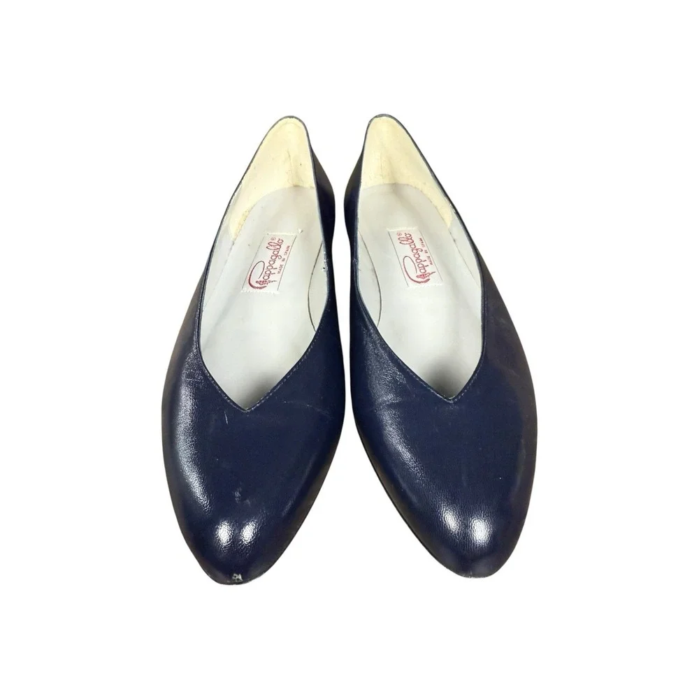 Pappagallo Leather Navy Blue Slip On Flats Size 8.5N